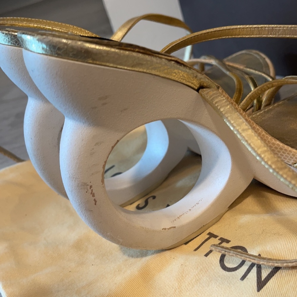 Louie Vuitton LV gold white Morganne wedges - Picture 6 of 12